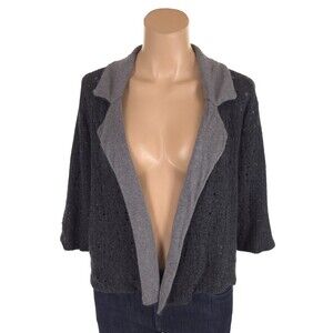 Eileen Fisher Doubleface Knit Cropped Cardigan Size L Womens Gray Sweater $248